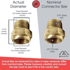 Connector Fitting, Female Flare x Male NPT Adapter Reducer for Propane Gas
