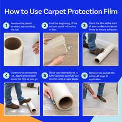 Carpet Protection Film 36″ X 200′ Roll, Self Adhesive Plastic Carpet Protector F