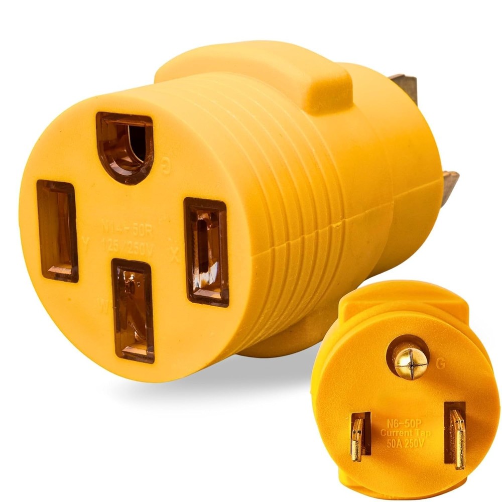 MECMO NEMA 6-50P to 14-50R EV Charger Adapter, 3-Prong 240/250V Welder Yellow