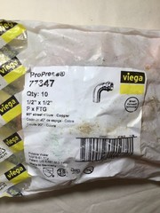 Viega ProPress 77347 Copper 90° Street Elbow -Copper 1/2”x 1/2 “ BAG Qty 10.