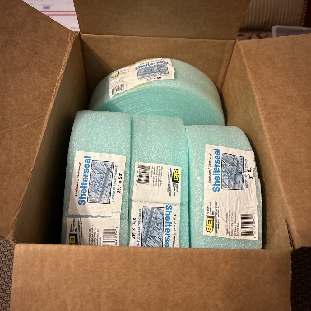 4 SEI Shelterseal 3 1/2 in x 50 ft Ridged Sill Plate Gasket Blue, Shelter Seal