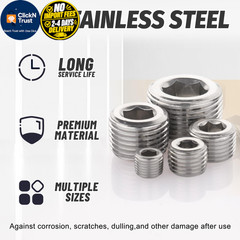 Ailbiuko 20 Pcs 304 Stainless Steel Pipe Plug Fitting Socket Plug, Silver