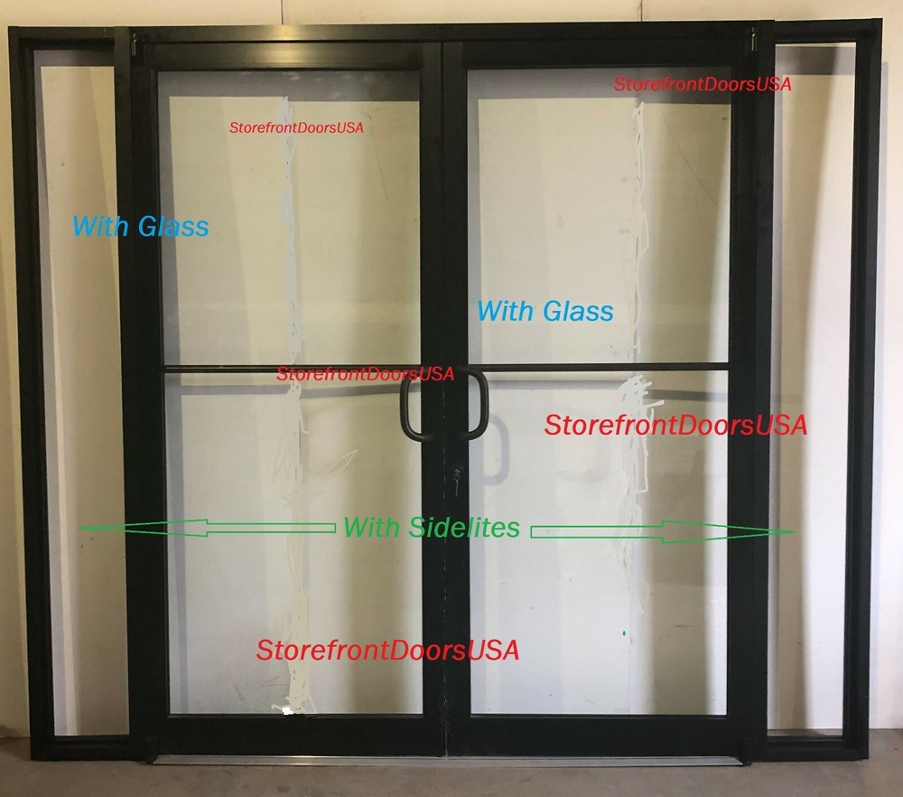 STOREFRONT DOOR, FRAME & CLOSER 6’0 X 7’0 PAIR,Bronze FINISH w/Glass & sidelites