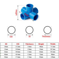 PVC 4/5/6-Way Equal Water Supply Pipe Fittings Adapter Connector ID 20mm-50mm