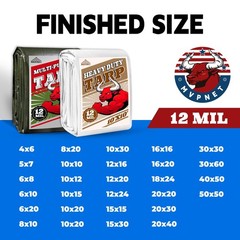 Tarp 8×10 ft Heavy Duty 12mil 100% Waterproof High Durability Multipurpose,Uv…