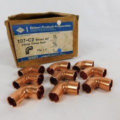 1/2 in. Copper FTG x C Street 90-Degree Elbow Close Ruff Fitting 10-Pack 107-C2