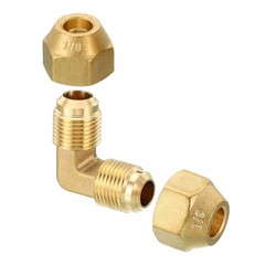 3/8″ x 3/8″ Brass Fitting, Flare 90 Degree Elbow Tube Fitting with Nut
