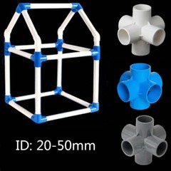 20/25/32/40/50mm PVC Three-Dimensional Water Pipe Right-Angle Rack Fitting 6 Way