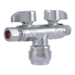 Sharkbite 1/2” T X 3/8” S X 1/4” Dual Shut Off Valve