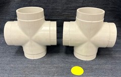 PIPE CROSS 4 WAY FITTING OD 2-3/8″ ID 2-3/8″ HEIGHT 5-3/8″ LOT OF 2