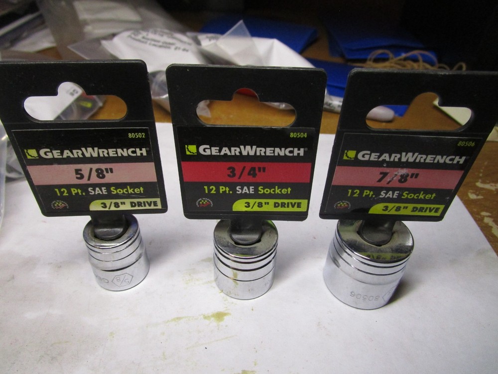 Gearwrench 3/8″ Drive 5/8″ 3/4″ and 7/8″ SAE Socket 12 Points LOT of 3