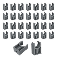 40 Pcs PVC Water Pipe Clamps Clips, U-Shaped Buckles for 1/2″ Size Pipe, Grey