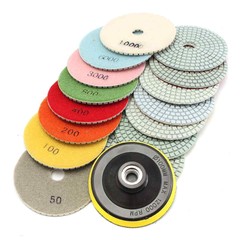16pcs Diamond Polishing Pads 4in Wet/Dry for Granite Concrete Marble Grinding