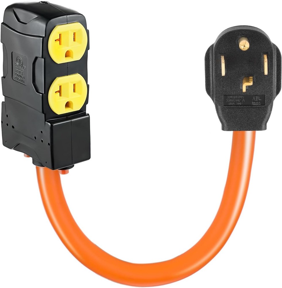 1.5FT 14-30P to 4X 5-15R 5-20R Dryer Distribution Adapter
