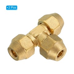 1/4″ x 1/4″ x 1/4″ Brass Fitting, 2 Pack Flare Tee Tube Fitting with Nut