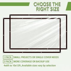 Clear Tarp with Grommets 8×12 ft, 2 Pack 10 Mil Waterproof Vinyl Black Border