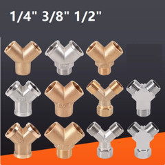 Solid Brass Y-Shape Equal Female Male Thread Connector Pipe Fittings Tubing