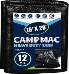 Black Tarps Heavy Duty Waterproof 16×20, 12 Mil Thick, High Durability, Rip a…