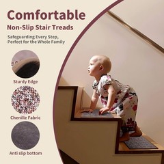 Non-Slip Carpet Stair Treads 15PCS, 8″x30″ Peel and Stick Stair Runner for Woode