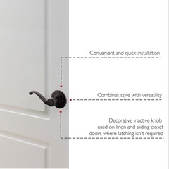 Design House Scroll Brass Ergonomic Dummy Door Lever in Matte Black