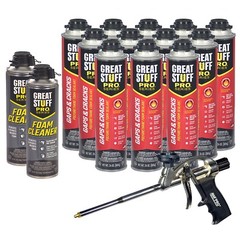 Great Stuff PRO Gaps and Cracks, 24oz, Case of 12, Foam Gun, 2 Cans Cleaner