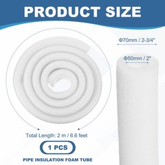 Pipe Insulation Foam Tube Foam Tubing Covers 2″x2-3/4″x6.6Ft White