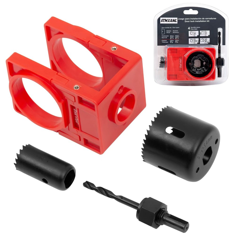 Door Lock Installation Kit Including Hole Saws Door Jig Guide Template (1 Set)