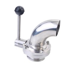 304 Sanitary Butterfly Valve Tri-Clamp OD 50.5mm 64mm 77.5mm single bend