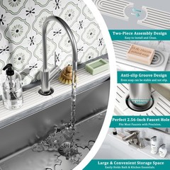 MAGKOTA Stone Faucet Mat for Kitchen Sink – Quick Dry 20″ x 4″, White