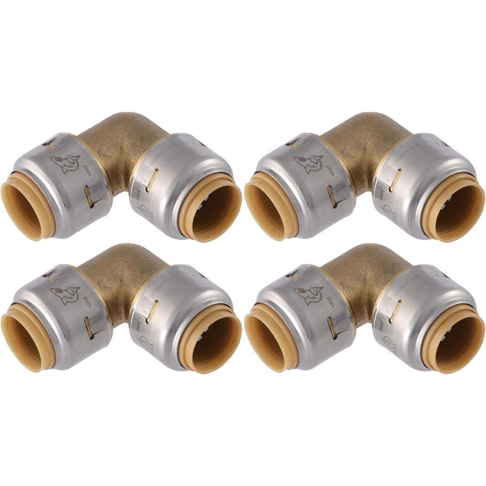 SharkBite Max 1/2 Inch 90 Degree Elbow, Pack of 4, in., 4 Pack, Brass