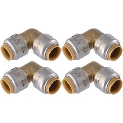 SharkBite Max 1/2 Inch 90 Degree Elbow, Pack of 4, in., 4 Pack, Brass