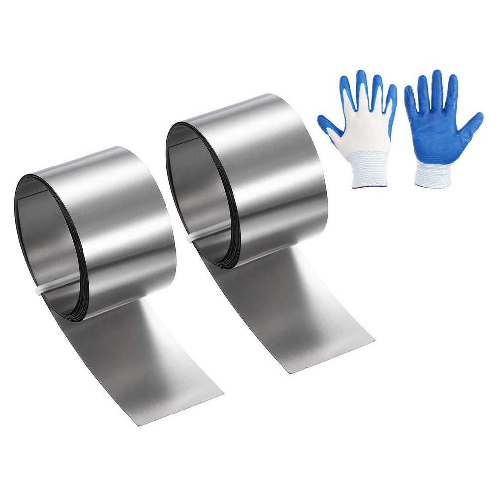 2 Pcs 1in x 3.3ft Stainless Steel Flashing Roll, 0.1mm Metal Roof Panels