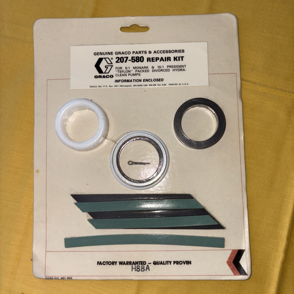 Genuine GRACO 207-580 REPAIR KIT for 5:1 Monark & 10:1 President “Teflon” …..