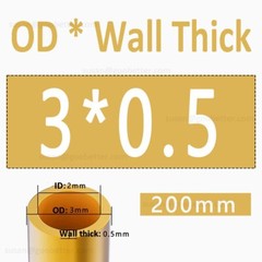 Brass Tube Round 2mm 3mm 4mm 5mm 6mm 7mm 8mm 10mm 12mm 14mm 15mm O.D. x 200mm