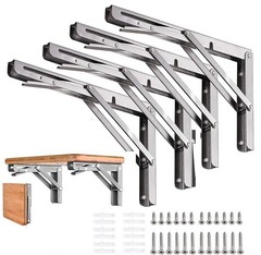 Folding Shelf Brackets 14 inch 4 Pcs Max. Load 330lb – Heavy Duty Stainless S…