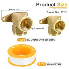 2Pack 90 Degree Drop Ear Elbow PT1/2 Inch Female x PT1/2 Inch Female