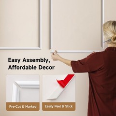 Peel And Stick Wall Molding Kit Inmozata 3 Sets 3D Pre-Cut Accent Molding Trim