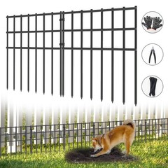 10 Pack Garden Animal Barrier Fence, 17in H x 10.8ft L, Black Modern Steel Ga…