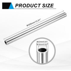uxcell 304 Stainless Steel Tube, 16mm ID 22mm OD 305mm Length, Silver