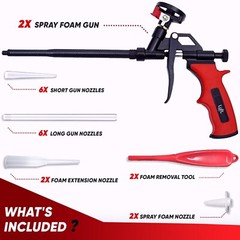Expanding Foam Spray Gun (2 Insulation Gun + 6 Extenders) 2 Pack