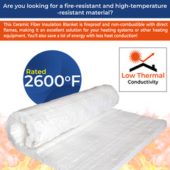 1″ Ceramic Fiber Insulation Blanket 2600F 8# High Temp Insulation 12″ x 24″