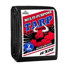 Tarp 16×20 Waterproof 7mil Blue/Black Multipurpose Tarps Uv Resistant Outdoor…