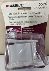 ClosetMaid 6620 Side Wall Brackets for Drywall Shelving Support QTY 2 White NEW