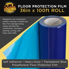 Floor Protection Film, 36″ x 100′ Roll – Self Adhesive Cover, Paint Spills, Dust