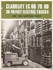 Fork Lift Truck Brochure – Clark – EC 60 70 80 36/48V Electric – 1970 (LT109)