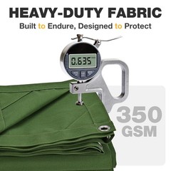 Winpull Heavy Duty Canvas Tarp 10×12 ft, 12oz (350 GSM) Polyester Canvas Wate…