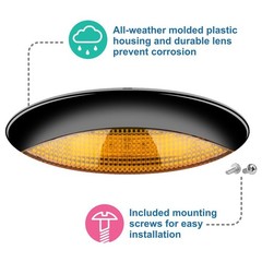 Lumitronics RV LED Euro-Style Porch Light, Amber Lens (Black) (Pack of 2) Black