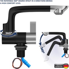 Bazpo 12V Electric Water Plastic Faucet with Switch | 6A Single Hole RV (Black)