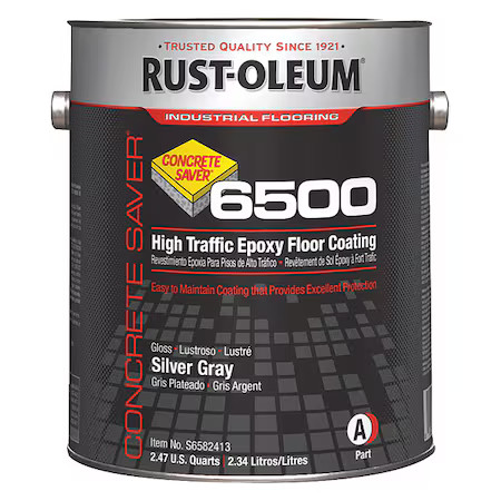Rust-Oleum S6582413 1 Gal Floor Coating, High Gloss Finish, Silver Gray,