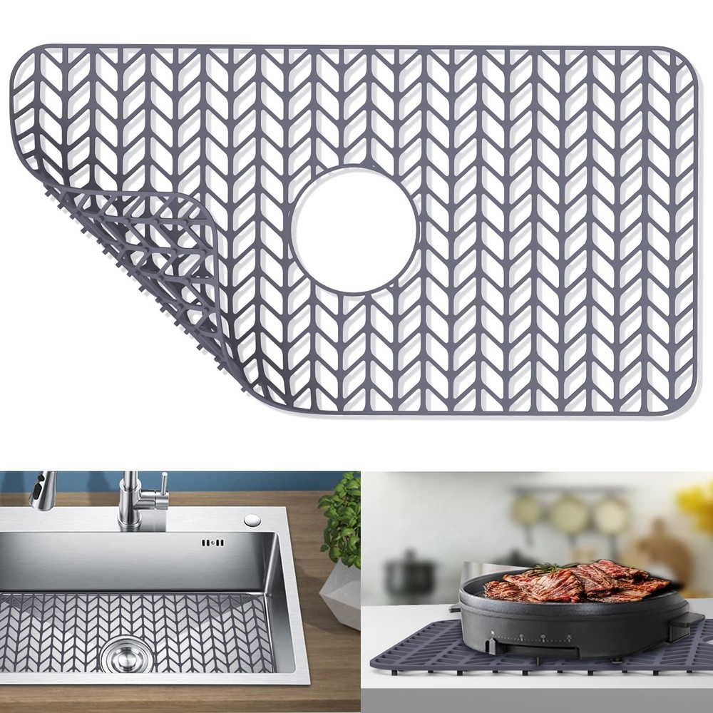 Silicone Protectors for Kitchen Sink, GUUKIN 26”x 14” 26″x 14″ Center Drain